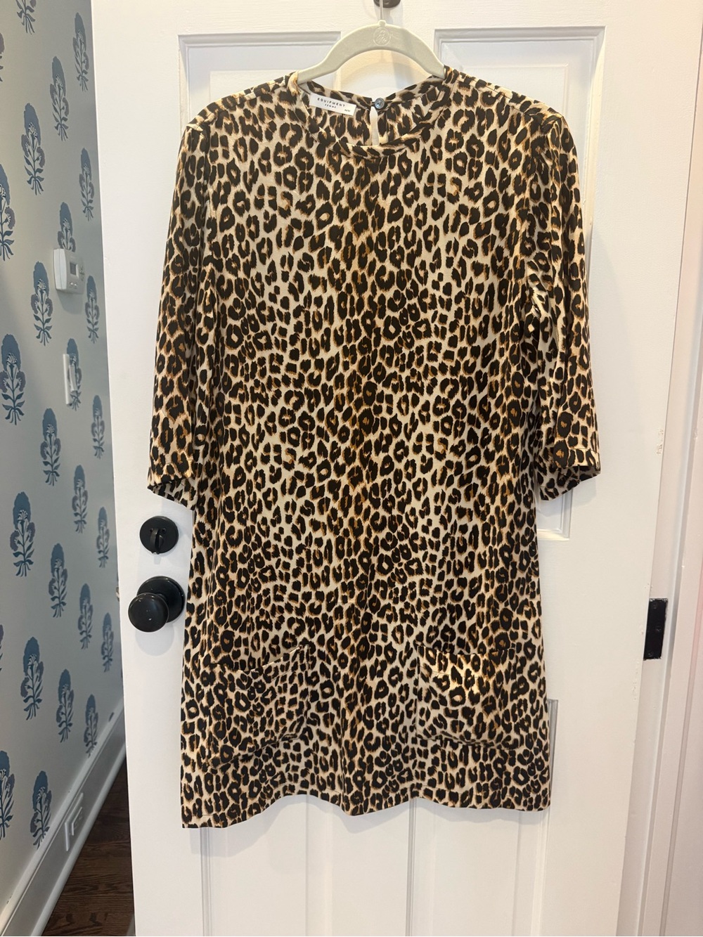 Equipment Leopard-Print Mini Dress in Tan and Black